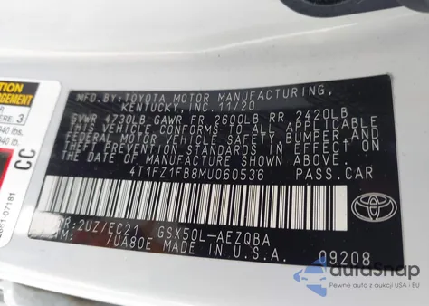 2021 Toyota Avalon Trd from USA, damaged, VIN 4T1FZ1FB8MU060536